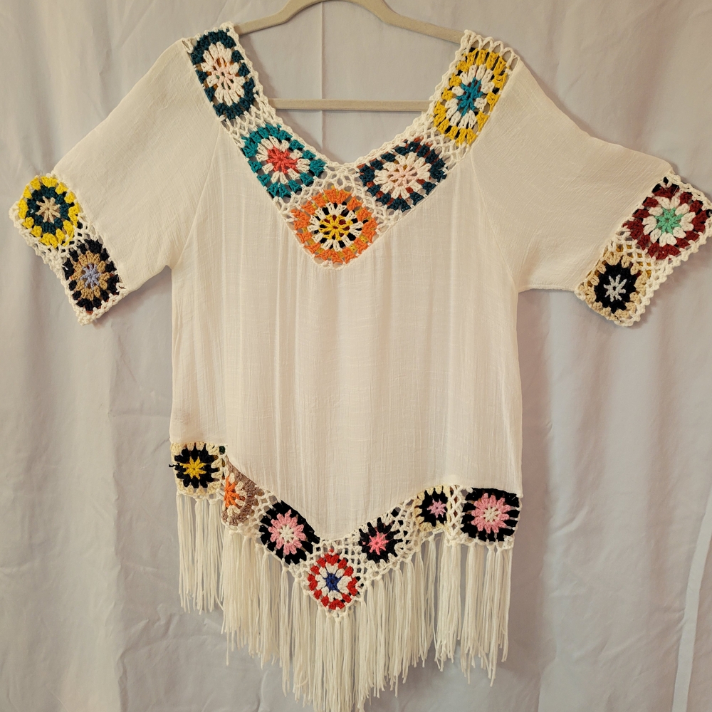 Bohemian Crochet Trim Fringe Top